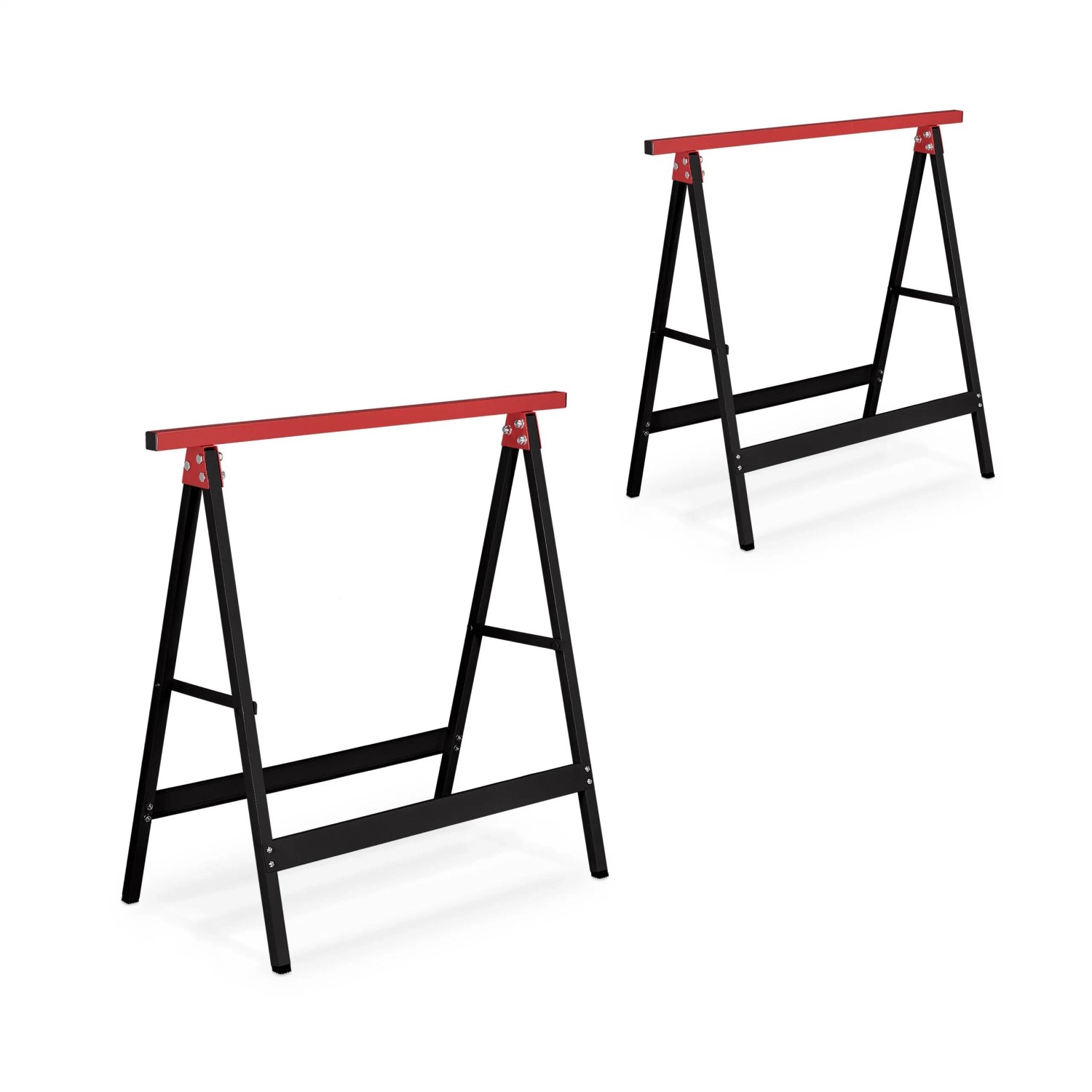 Relaxdays Arbeitsbock 2er Set Stahl Schwarz Rot Klappbar 74 cm x 78 cm x 40 cm