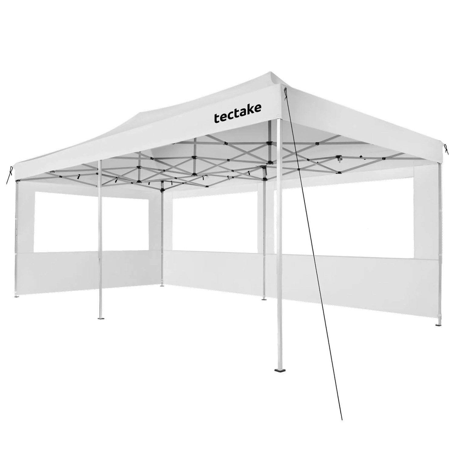 Tectake Aluminium Faltpavillon Viola 6 x 3 M  Wasserdicht 3 Seitenteile Mit Fenster  600 x 300 x 316 cm Weiß