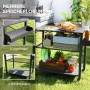 Outsunny Grillwagen aus Stahl, schwarz, mit Ablagen und Rollen. Ideal als Servierwagen für Grillzubehör.