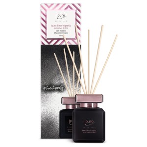 Ipuro Raumduft Essentials Time To Party, 100 ml, rosa/goldener Duftspender mit Duftstäbchen.