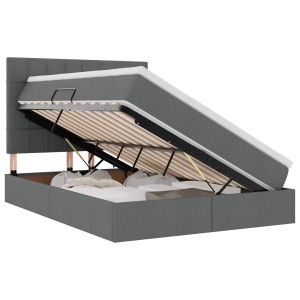 vidaXL Bett mit LED-Lichtleisten Dunkelgrau 140 x 200 cm Stoff 3372421