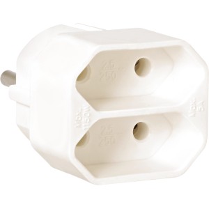 Weißer Euro-Übergangsstecker, 2-fach, für den Innenbereich.