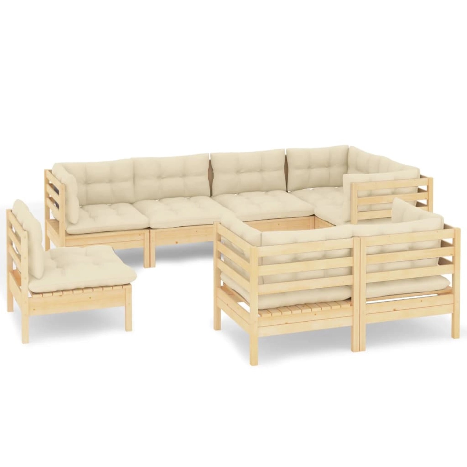 vidaXL 8-tlg Garten-Lounge-Set mit Creme Kissen Massivholz Kiefer Modell 11