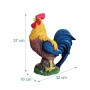 Bunte Gartenfigur Hahn aus Polyresin, wetterfest, 37 cm hoch. Ideal für Garten & Terrasse.