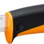 Fiskars Universalmesser mit Messerschärfer, orange-schwarzer Griff, hochwertige Klinge.
