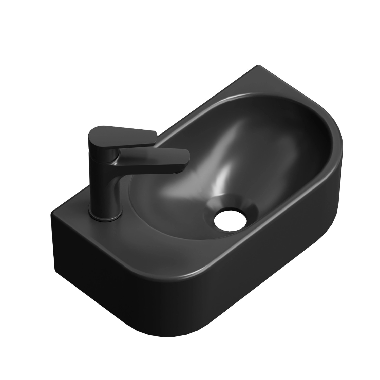 Emke Handwaschbecken 40 x 21,5 x 12 cm Mattschwarz Rechteckiges Keramikbeck günstig online kaufen