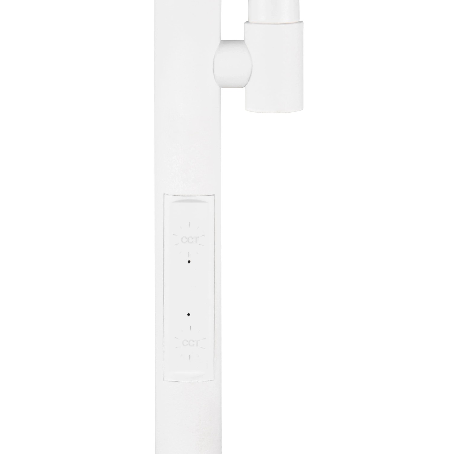 Detailaufnahme der weißen Reality LED Stehleuchte Specter mit Bedienelementen.