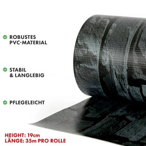 KARAT PVC Sichtschutzstreifen in Schiefer Optik, 19cm x 35m Rolle für Gartenzäune.