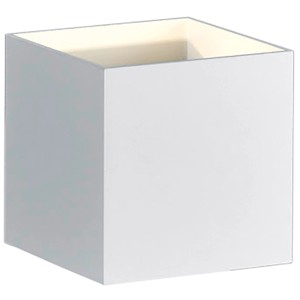 Weiße, matte Trio LED Wandlampe Louis, 4,3W, kubusförmig für indirekte Beleuchtung.