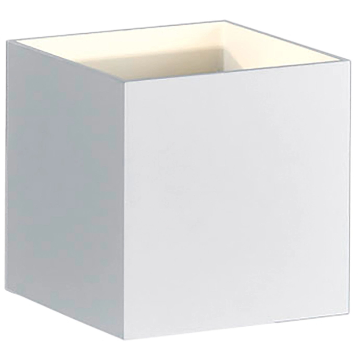 Weiße, matte Trio LED Wandlampe Louis, 4,3W, kubusförmig für indirekte Beleuchtung.