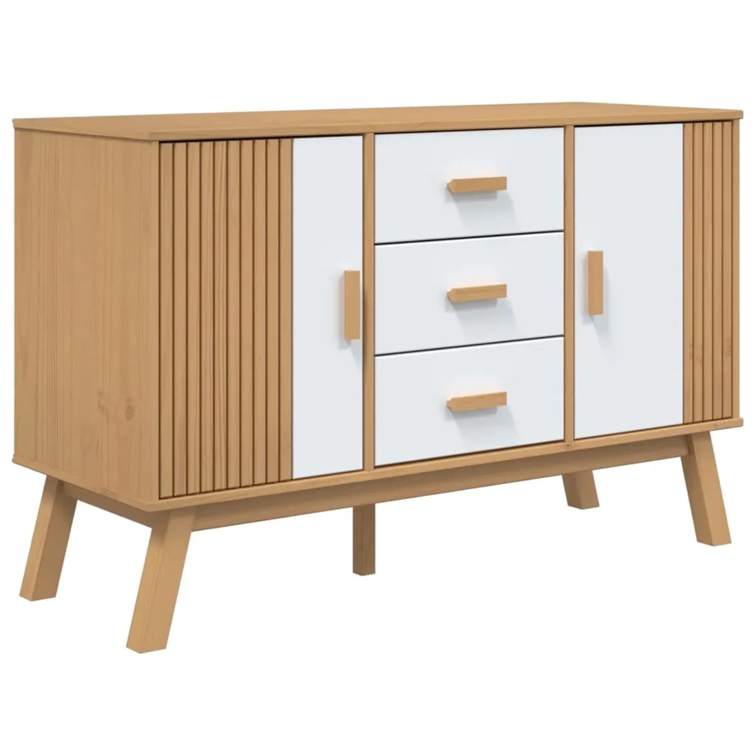 vidaXL Sideboard OLDEN Weiß und Braun 114x43x73,5 cm Massivholz Kiefer 358599