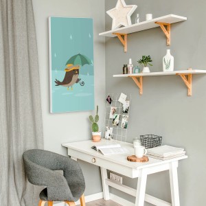 Banjado Magnettafel mit Vogelmotiv Rainbird, 37x78cm, als Wanddekoration.