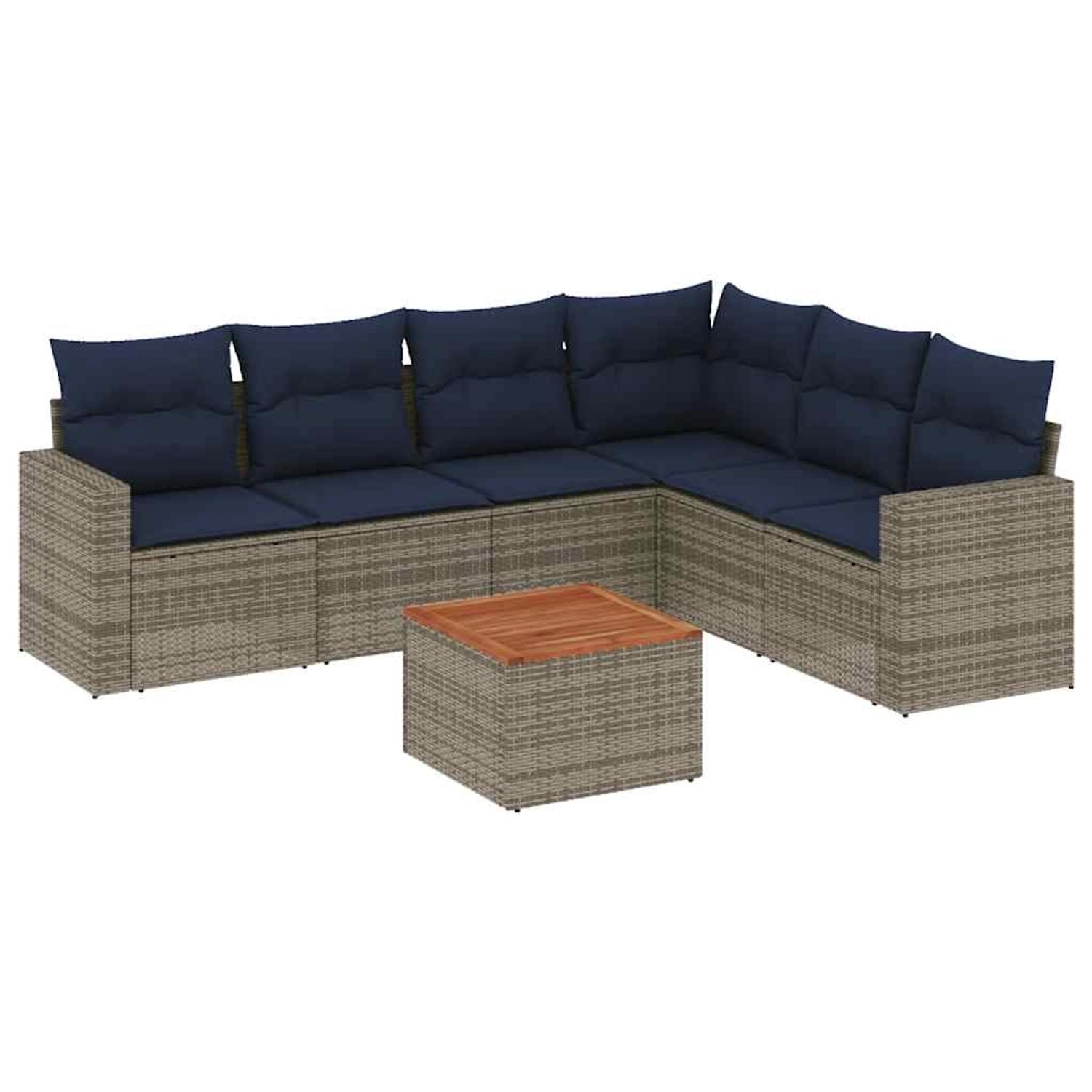 vidaXL 7-Tlg Garten-Sofagarnitur mit Kissen Grau Poly Rattan 3256474 günstig online kaufen