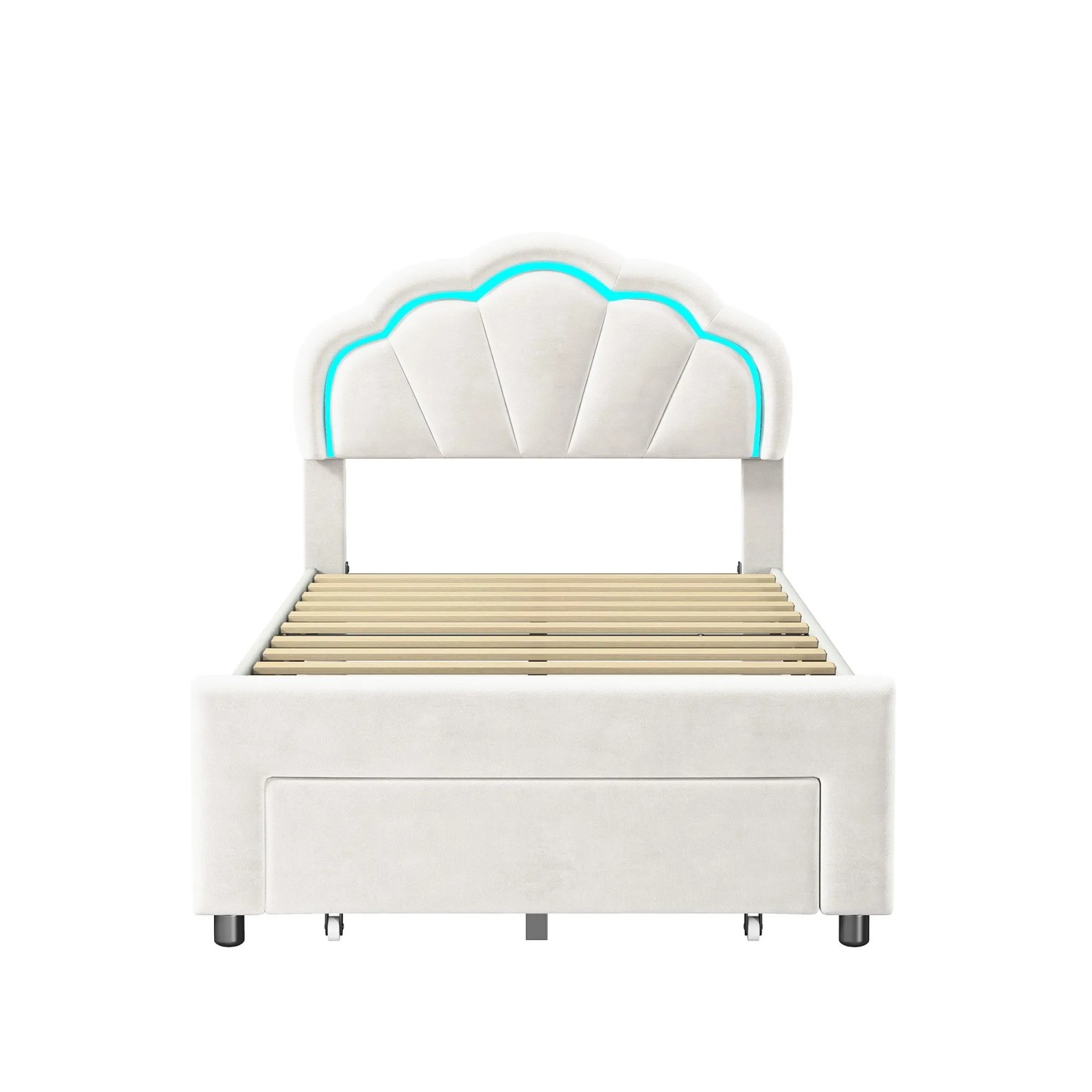 PXloue Kinderbett Polsterbett 90x200cm mit Verstellbares Kopfteil LED und S günstig online kaufen