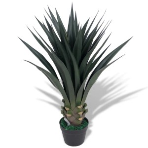 Künstliche Yucca-Pflanze, 85 cm hoch, im Topf. Dekorative Kunstpflanze mit grünen Blättern.