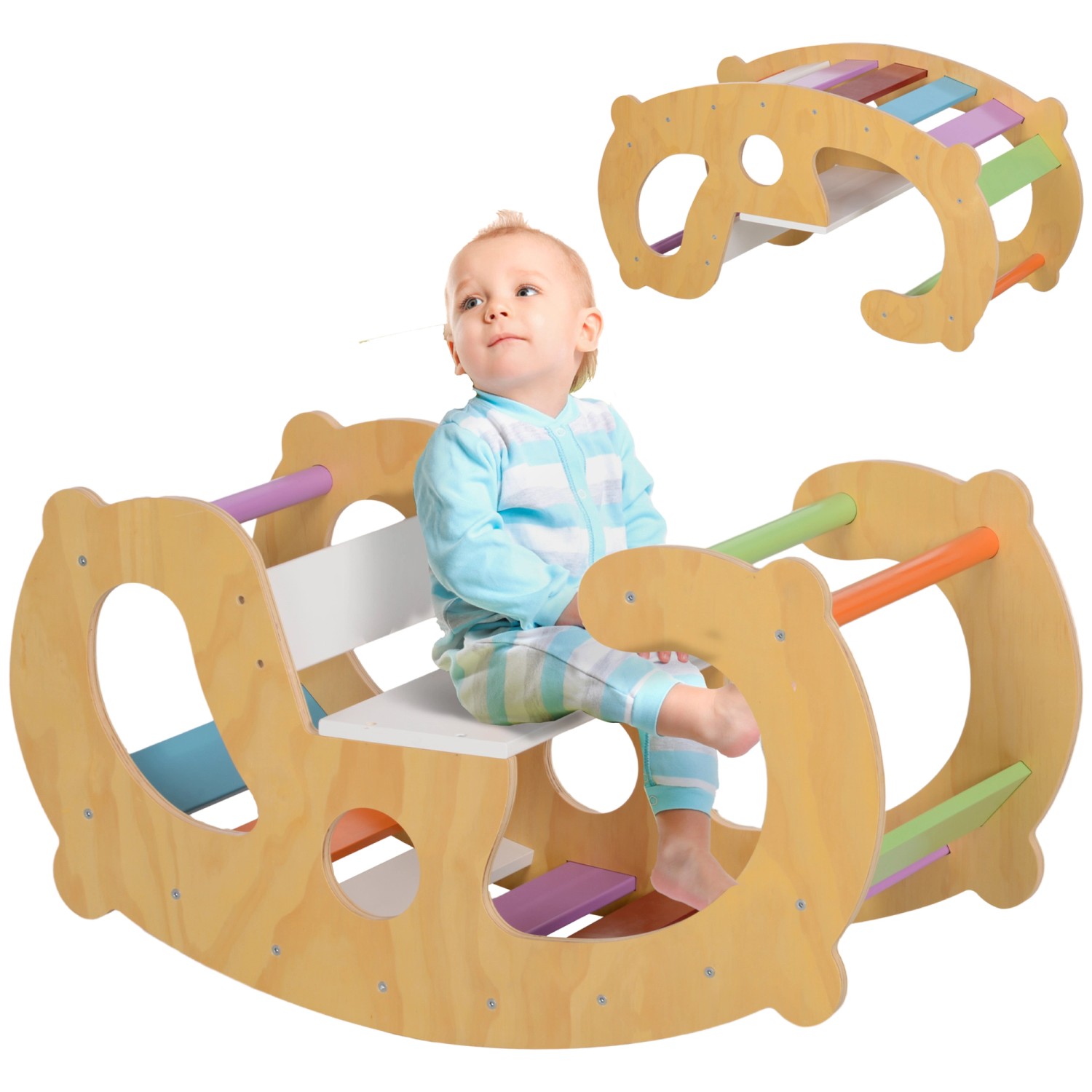 AIYAPLAY Klettergerüst Mehrschichtenplatte Mehrfarbig 91L x 41B x 48H cm