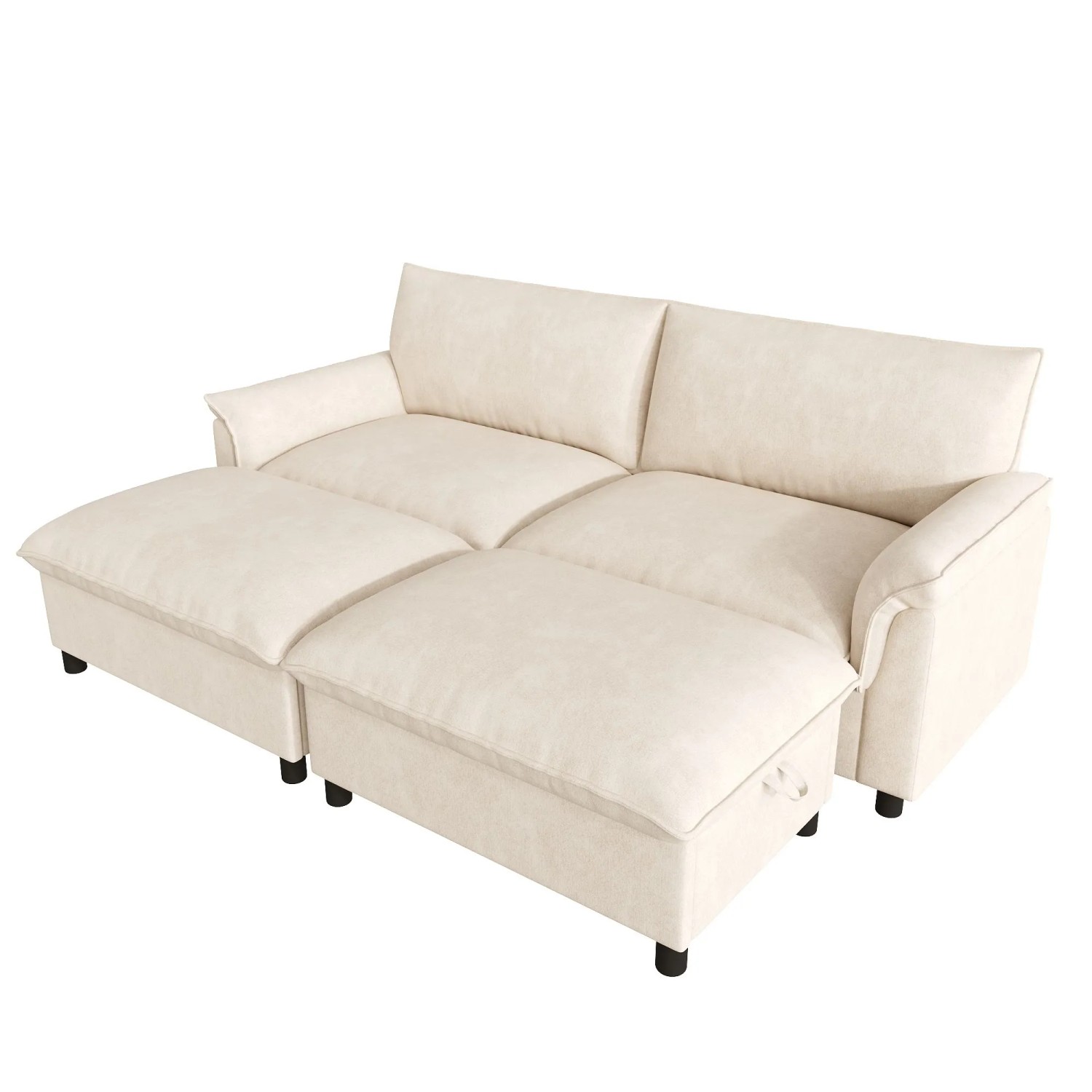 Merax Cloud Sofa 216x82x77 cm Beige Modular Fußhocker