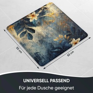 Sanilo Badematte Lilybud, quadratisch, 53x53 cm, mit Blumenmuster für Badewanne und Dusche.