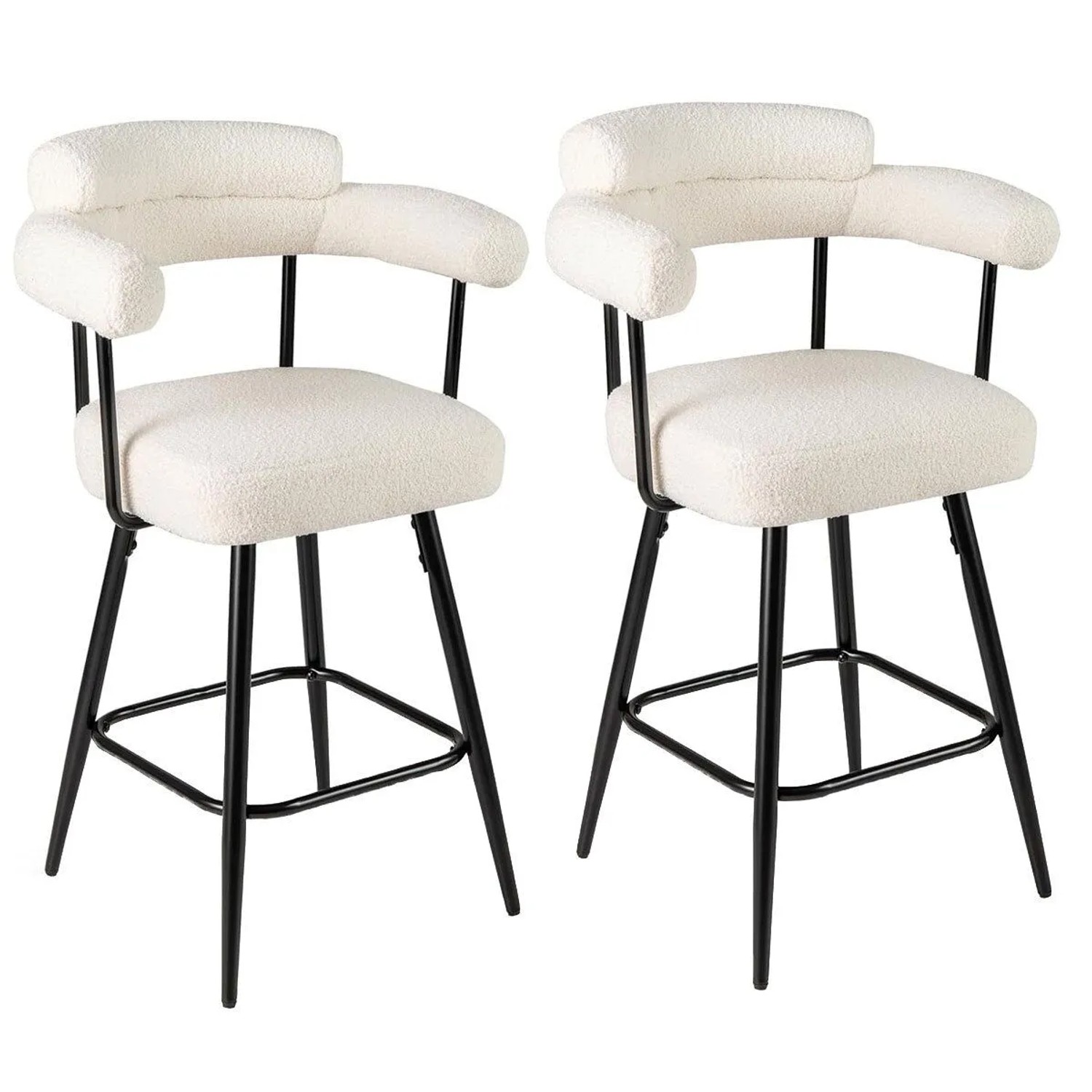 Costway Barhocker 2er Set 360° Drehbar 69 cm Holz mit Rücken Weiß günstig online kaufen