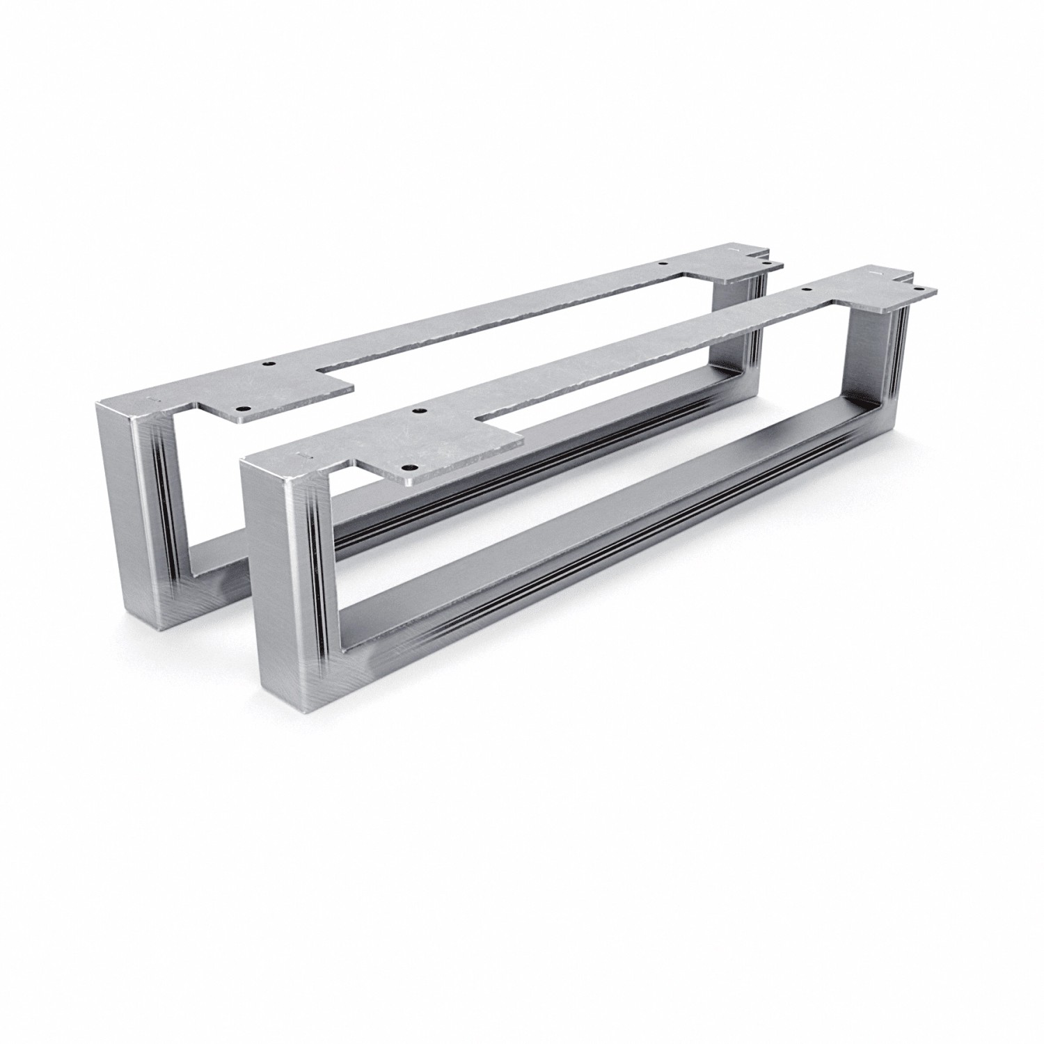 HEVVA Möbelfüße GRAZ 10 cm Hoch 45 cm Tief 2er Set Rohstahl-Klarlack