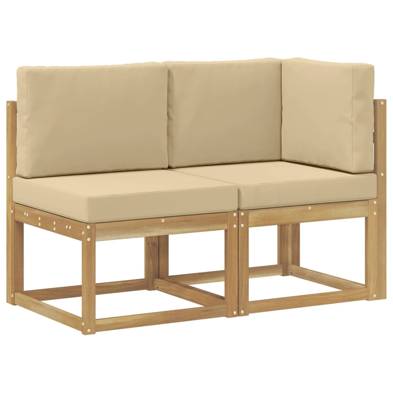 vidaXL Outdoor Mittel- und Ecksofa 2 Stück Weiß Massivholz Akazie 901476