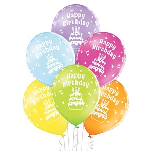Bunte Happy Birthday Latexballons, 10er Set, ideal für Kindergeburtstage und Partydekoration.
