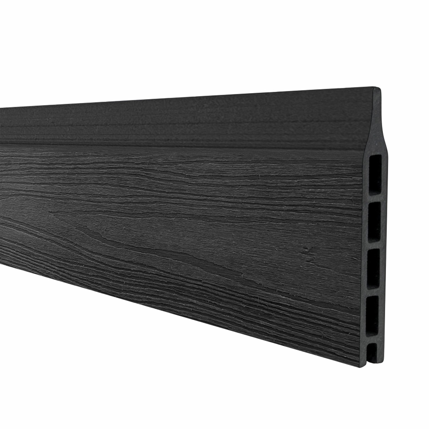 Detailaufnahme: WPC-Planke in Schiefergrau mit Holzstruktur für Artura Gartentor.