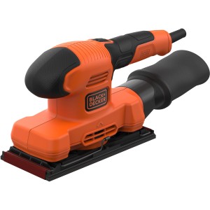 Black+Decker Schwingschleifer BEW220, 150 W, orange/schwarz, mit Staubfangbehälter.
