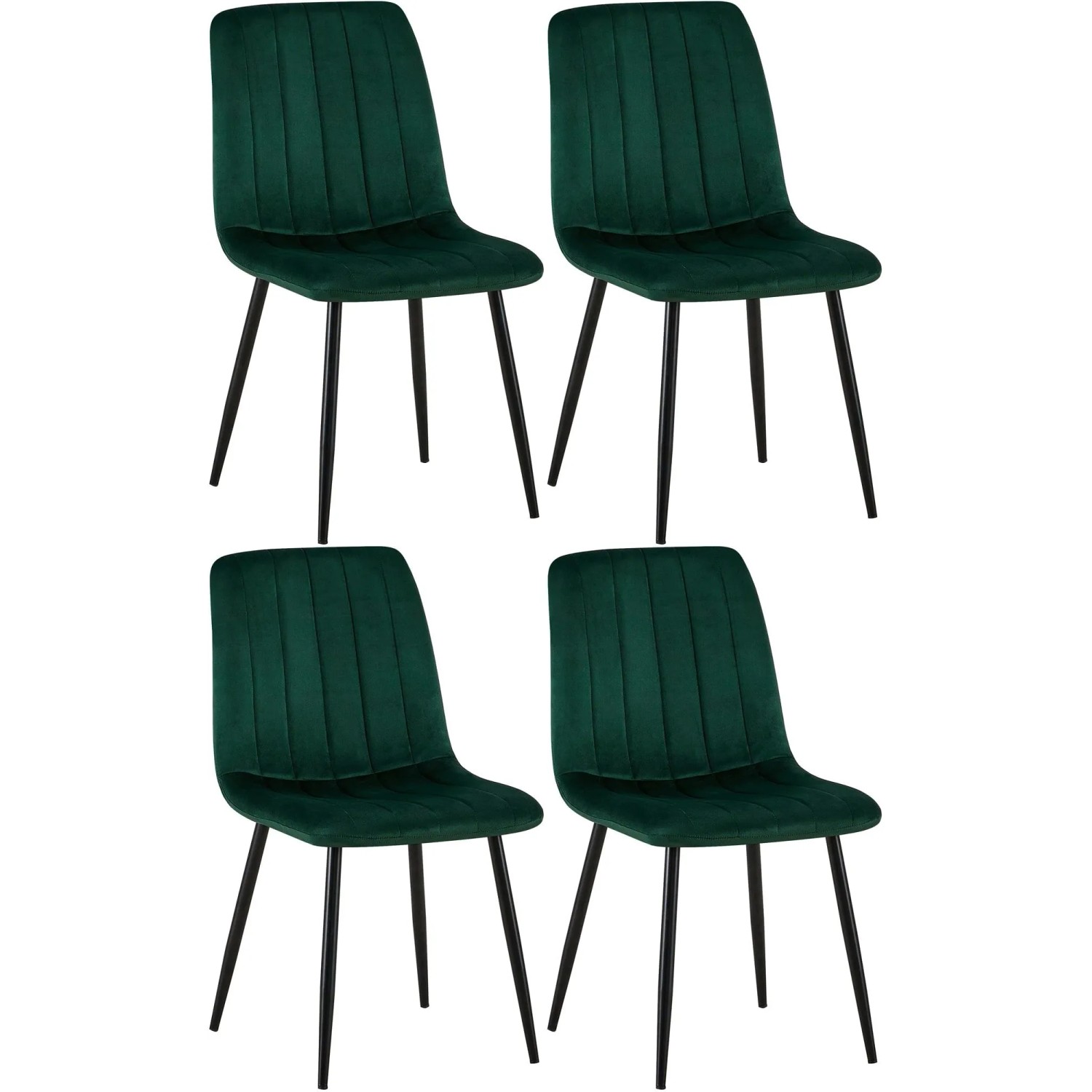 DELUKE 4er Set Stühle LENZ Samt 88x45x53cm Grünfarbig Metall Gestell Stühle Esszimmerstühle Esstisch Küchenstuhl