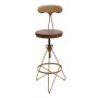 2er-Set Barhocker N18 in Braun/Gold: Höhenverstellbare Sitzhocker im Industrie-Design mit Fußablage.