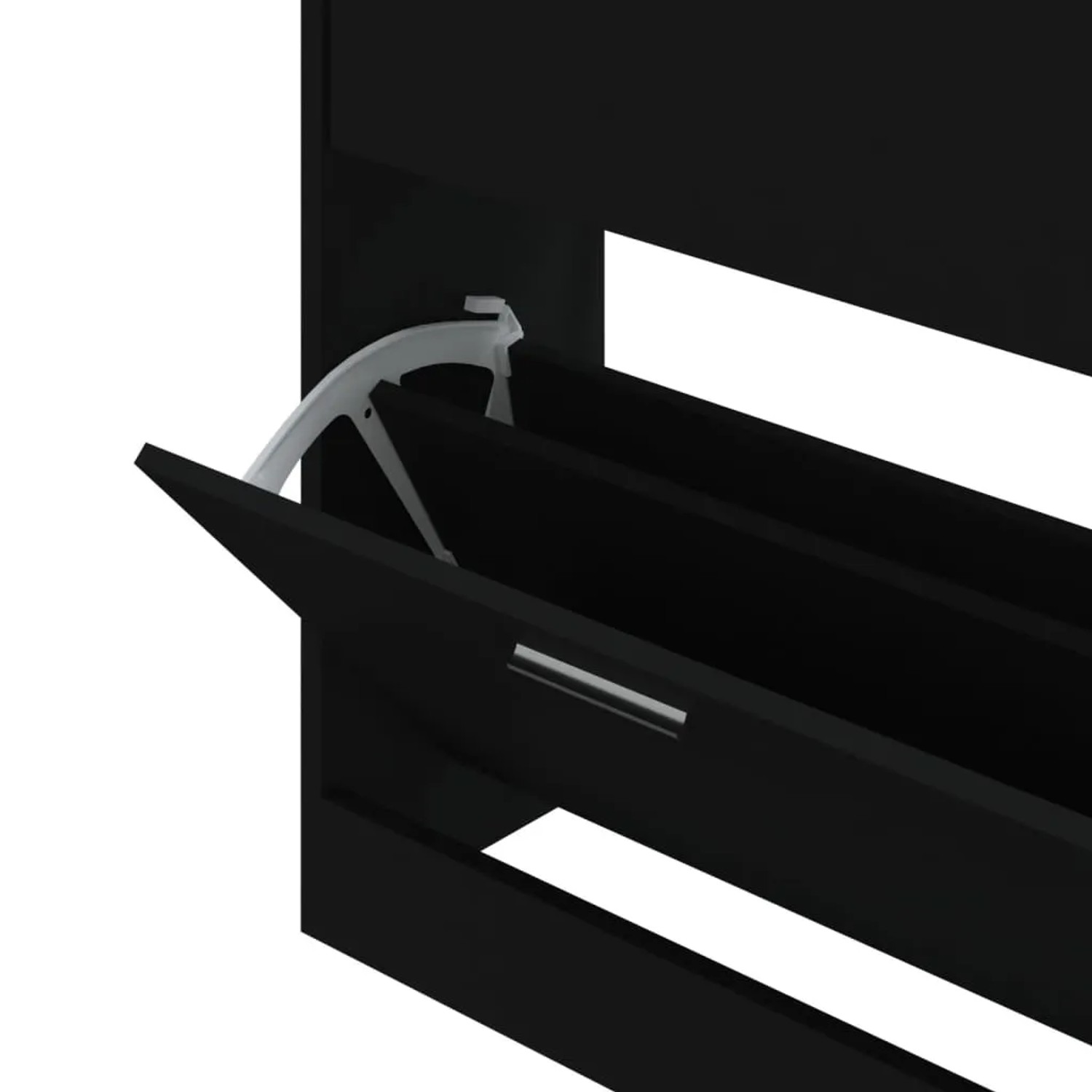 Schwarzer vidaXL Schuhschrank (63x24x81 cm) mit Kippfächern aus Holzwerkstoff.
