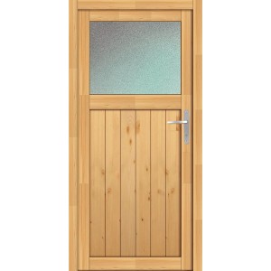 Holz-Nebeneingangstür Fichte Natur, 88x200 cm, Anschlag rechts, mit Ornamentglas