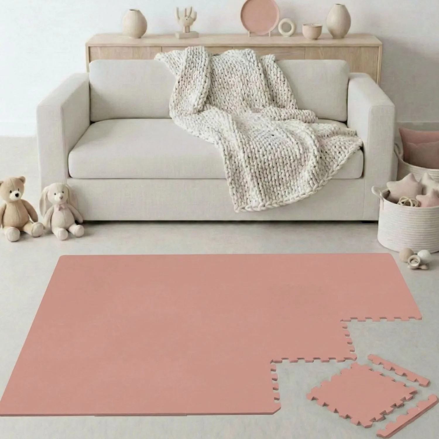 LittleTom Spiel- & Krabbelmatte Puzzlematte 18-teilig 30 x 30 cm Terracotta