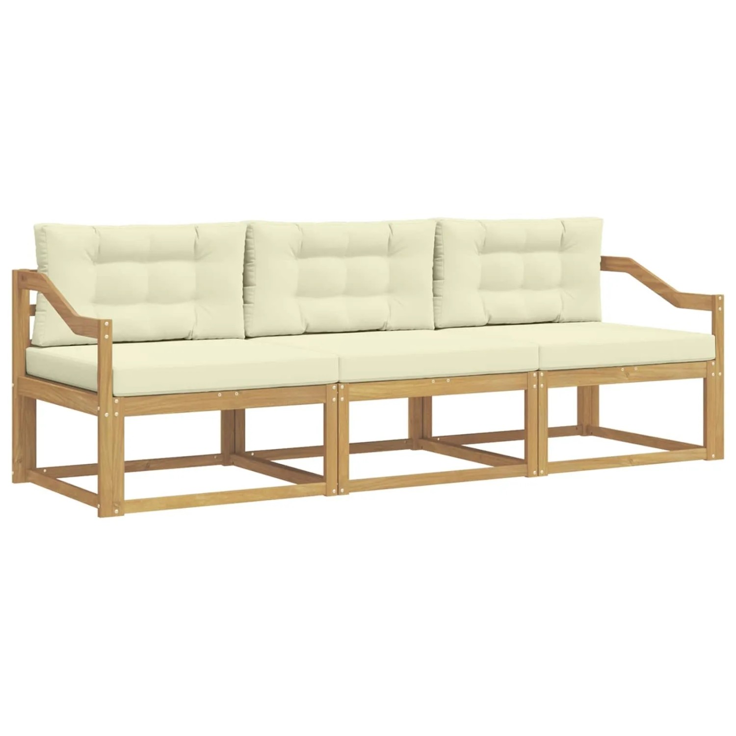 vidaXL Outdoor-Sofagarnitur mit Kissen 3 Stk Weiß und Creme Polyester 3386004