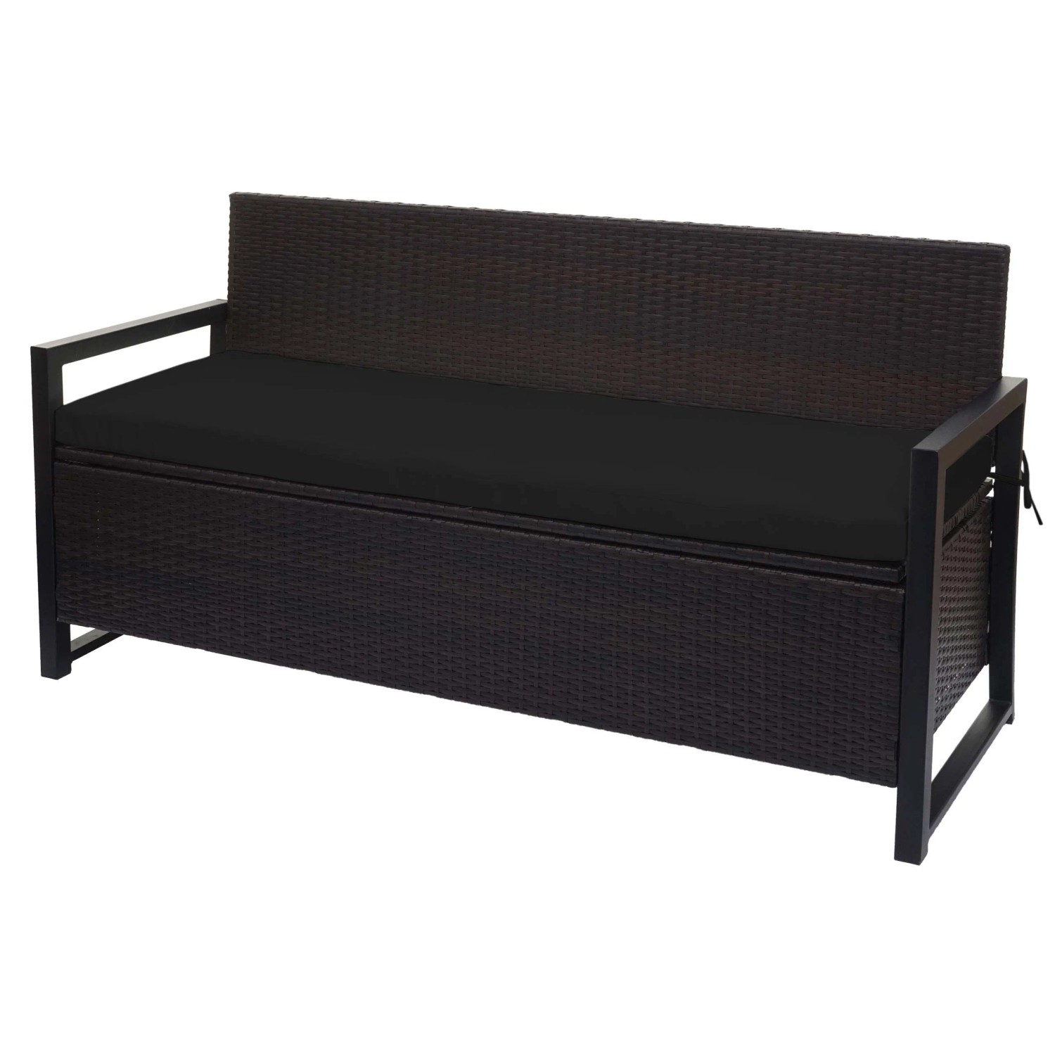 MCW Poly-Rattan 3er Sitzbank F39 Braun Kissen Schwarz