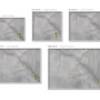 Fünf elegante Tulup Magnettafeln mit grauem Marmor-Design und silbernem Rahmen in verschiedenen Größen. Ideal für Notizen und Fotos.