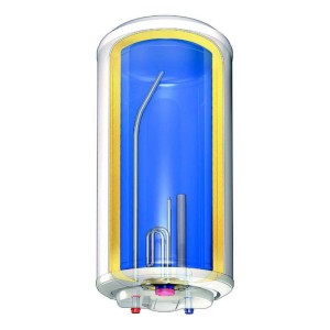 Schnittansicht De Dietrich Warmwasserspeicher 150L, vertikal, mit Innenleben (Heizstab, Magnesiumanode).