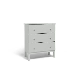 Helle, graue Kommode mit drei Schubladen, renoviert mit Schöner Wohnen pep up Möbellack.