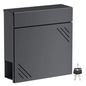 Wiltec Briefkasten Anthrazit V63 Postkasten Stahl Zeitungsfach Wandbriefkasten