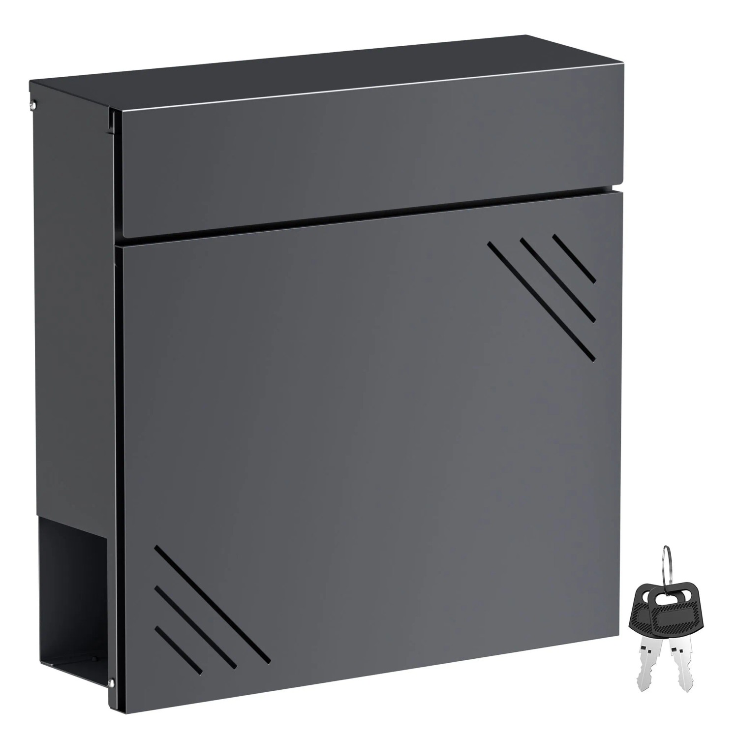 Wiltec Briefkasten Anthrazit V63 Postkasten Stahl Zeitungsfach Wandbriefkasten