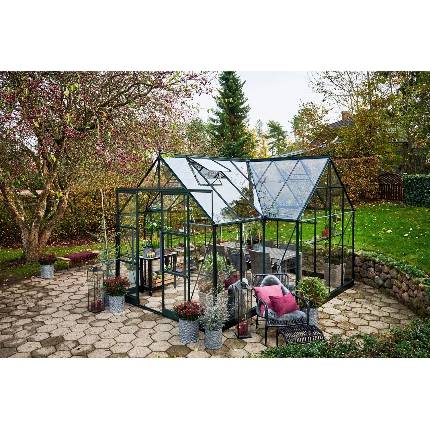 Halls Gewächshaus Icon Gardenhouse 8 Grün 13 m² günstig online kaufen