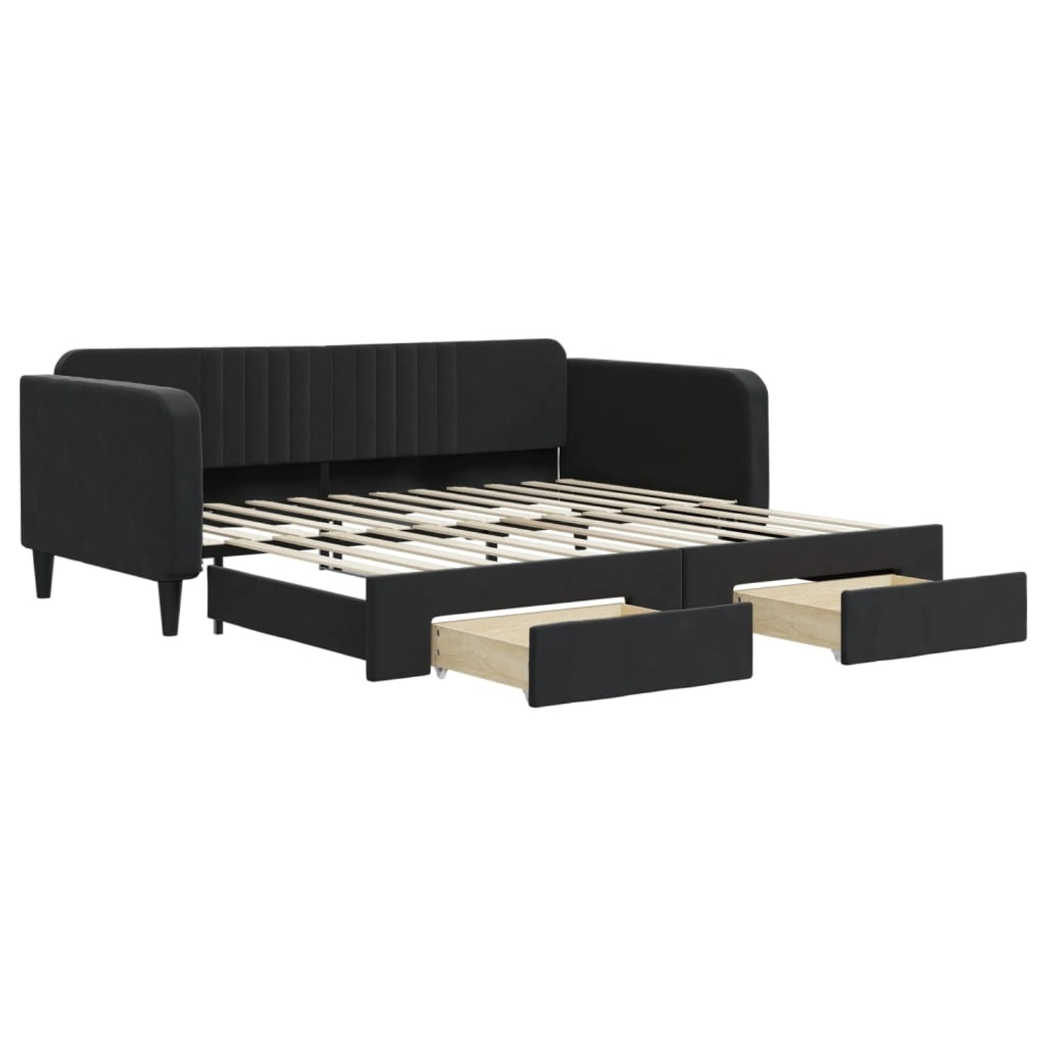 vidaXL Tagesbett Ausziehbar mit Schubladen Schwarz 100x200 cm Samt1909269 günstig online kaufen