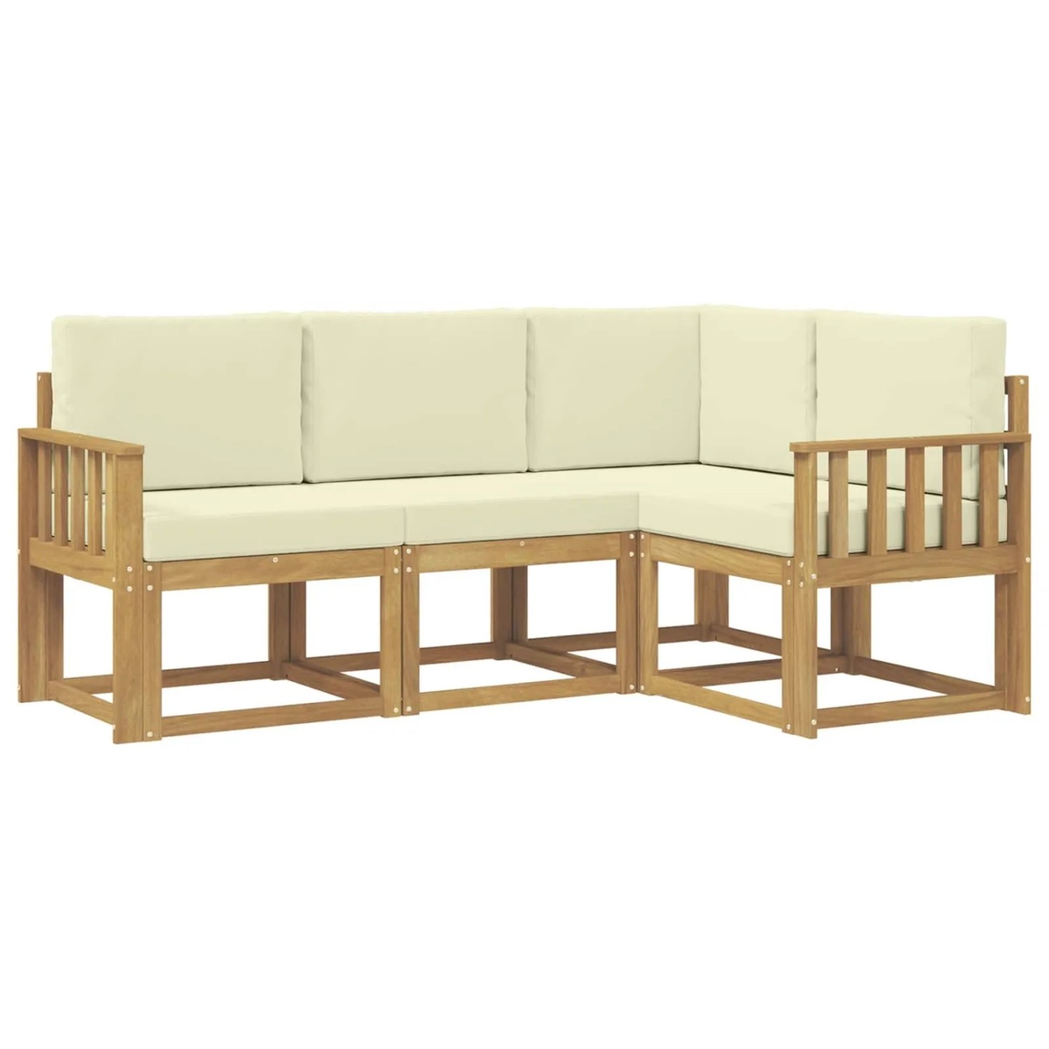vidaXL Outdoor-Sofagarnitur mit Kissen 4 Stk Weiß und Creme 3387554