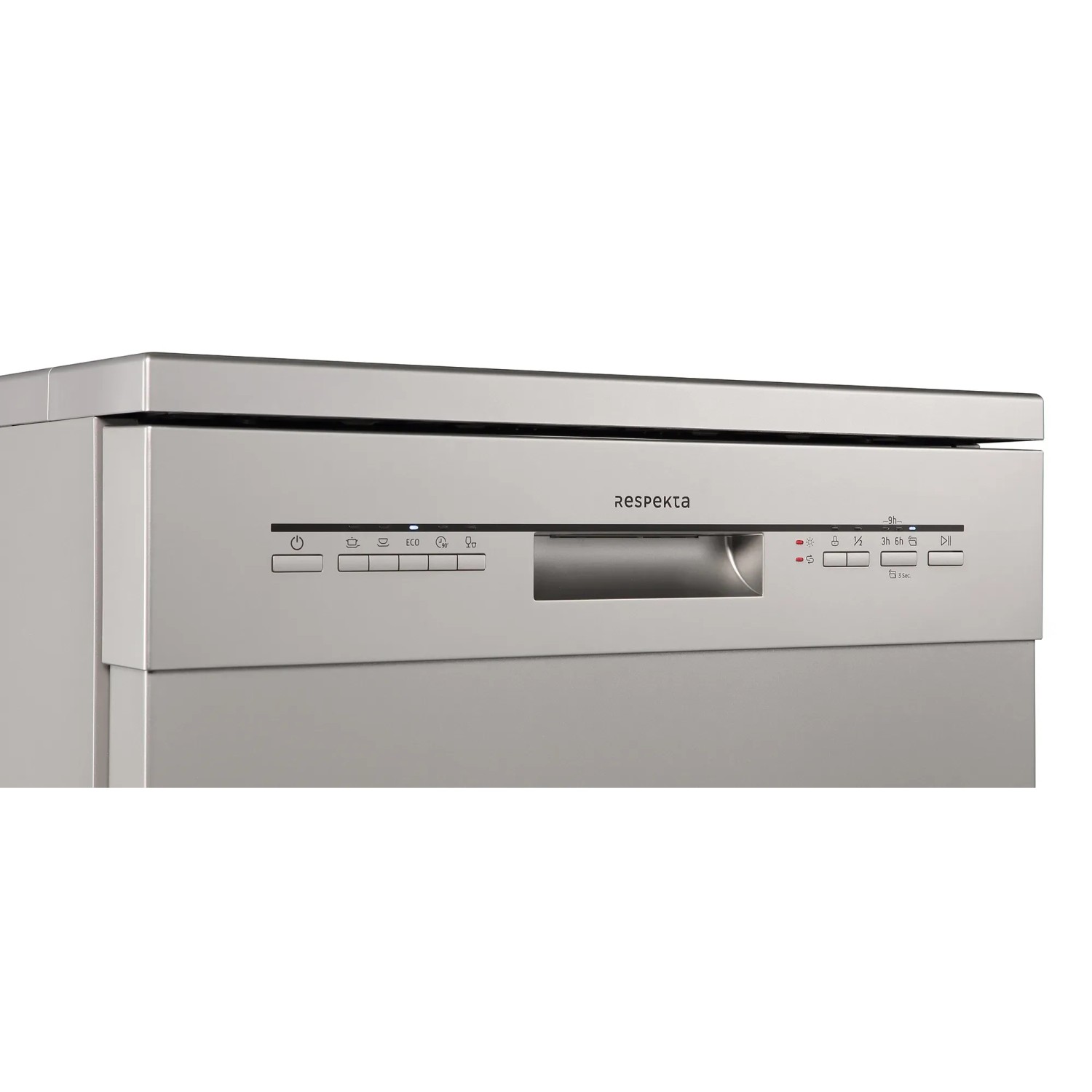 Respekta Unterbau-Geschirrspüler Bena 60 cm, silberfarben, mit Bedienfeld und Display.