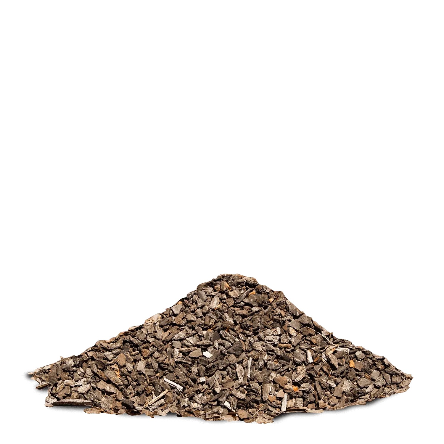 Haufen feiner Galamio Kiefernrinde, ideal als Rindenmulch für Beete und Kübel.