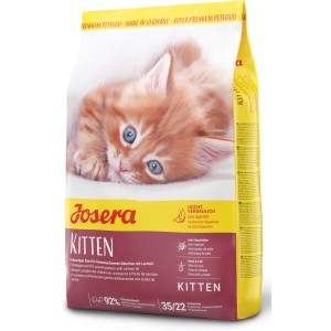 Josera Kitten Trockenfutter 2kg mit rotem Kätzchen auf der Packung.