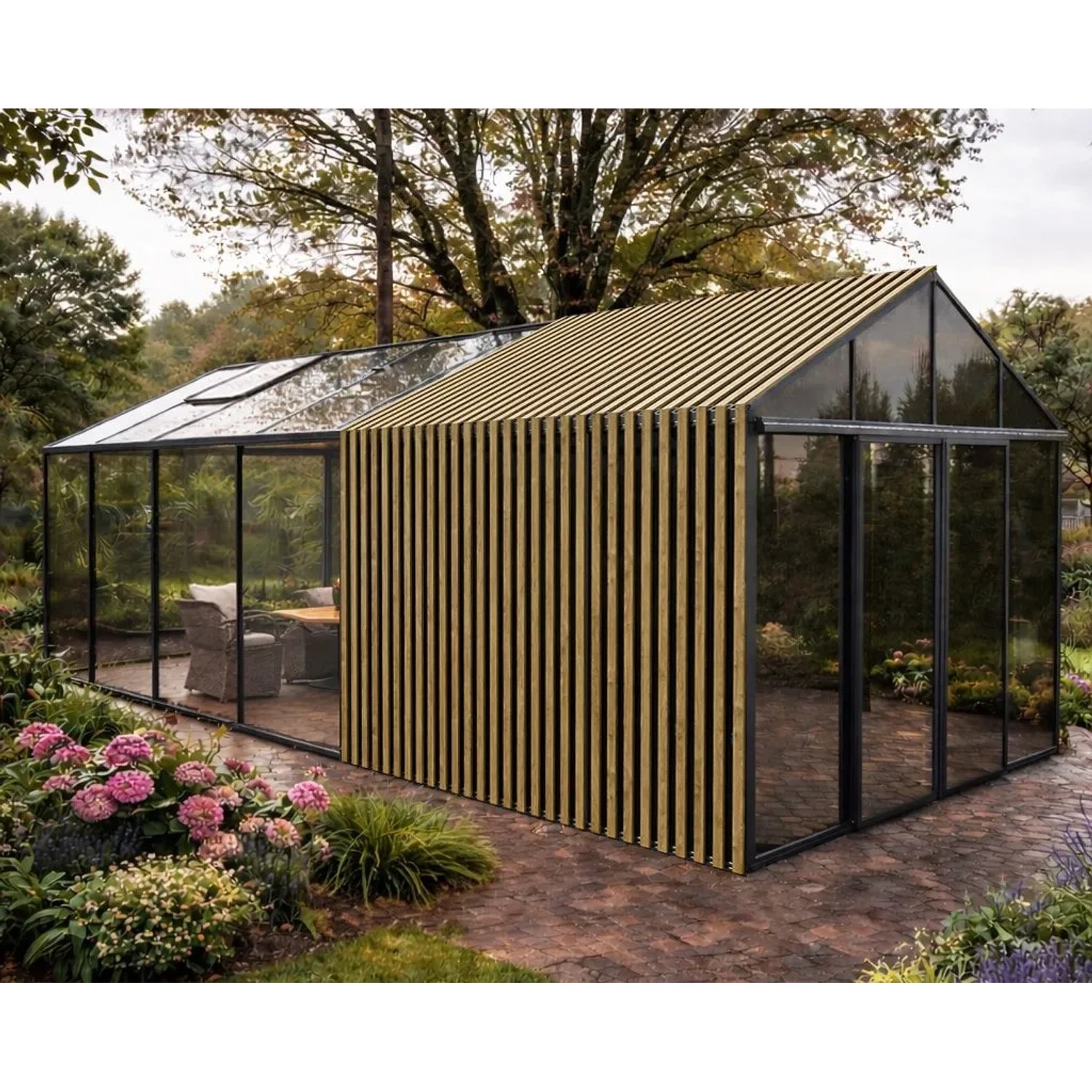 Bloomcabin Premium-Qualität Gewächshaus Klassik mit Grossem Integriertem Stauraum mit Accoya-Fusion GHCLSAF13