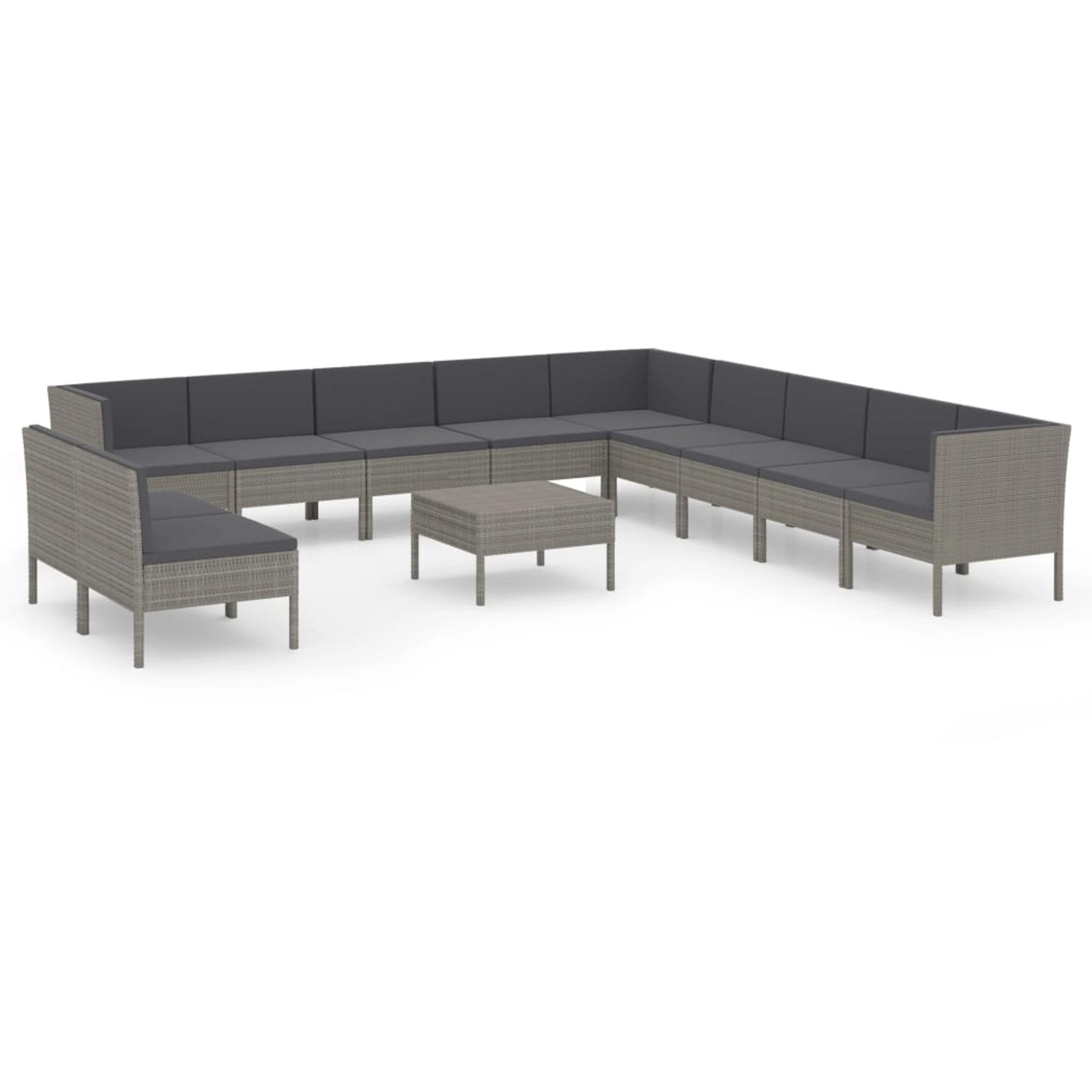 vidaXL 12-tlg Garten-Lounge-Set mit Auflagen Poly Rattan Grau Modell 3