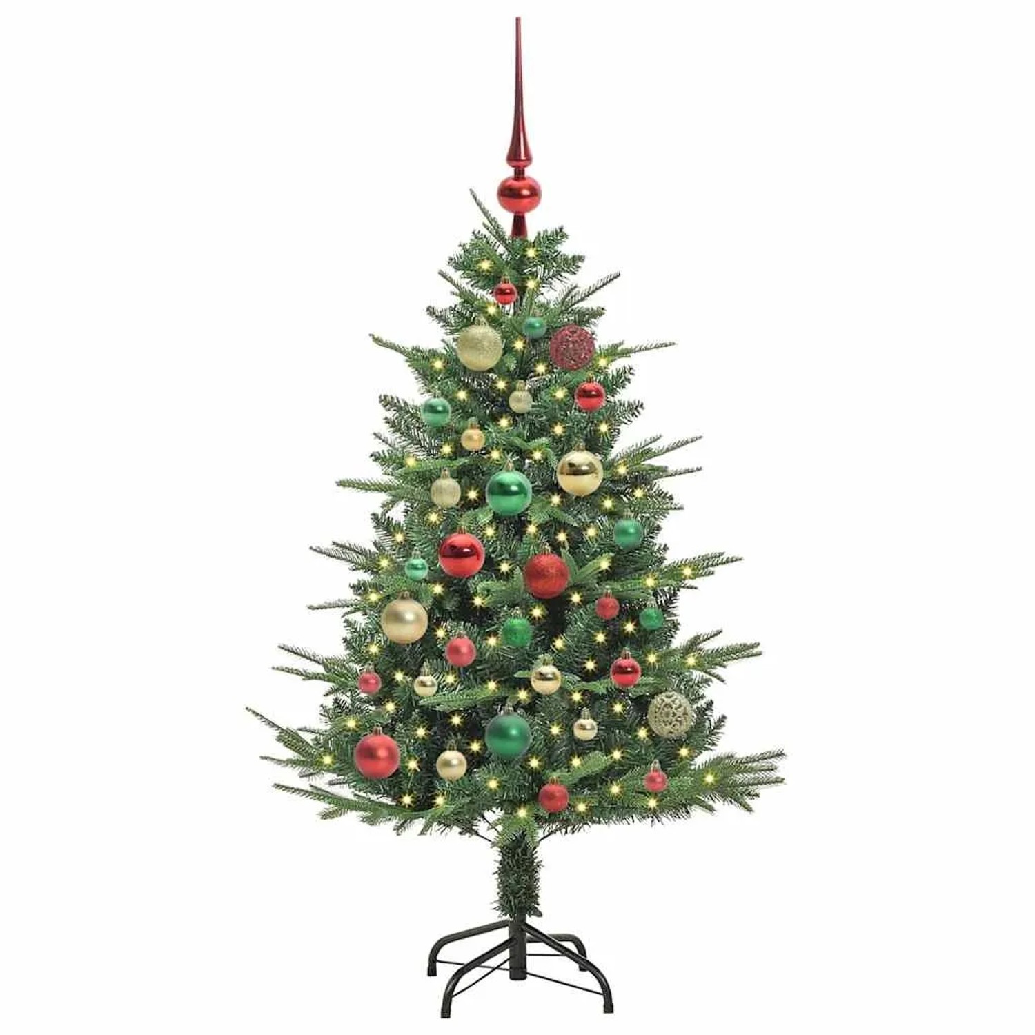 vidaXL Künstlicher Vorbeleuchteter Weihnachtsbaum mit Kugelset Grün 3395334