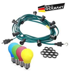 Satisfire Illu-Partylichterkette 20m mit bunten LED-Tropfenlampen für Biergarten & Außenbereich.